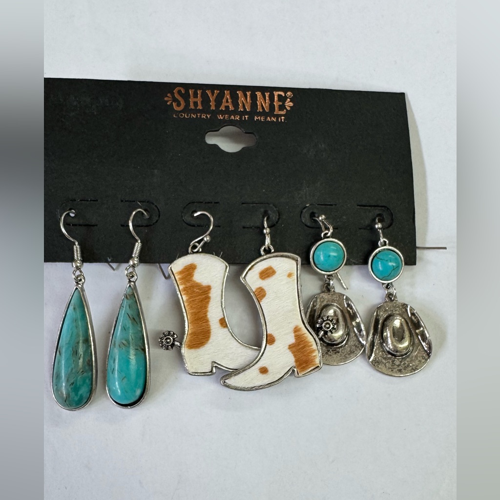 Shyanne Turquoise And Silver Earring Trio